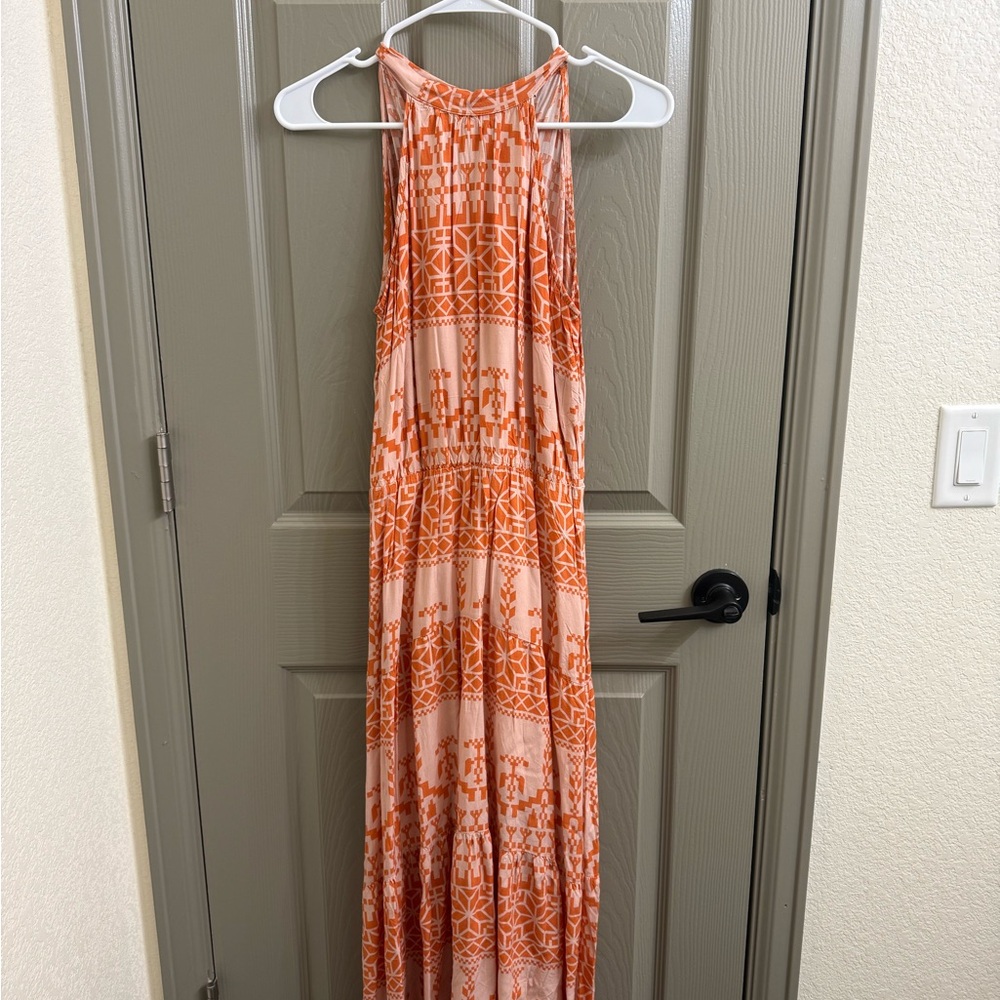 Orange Patterned Maxi Dress